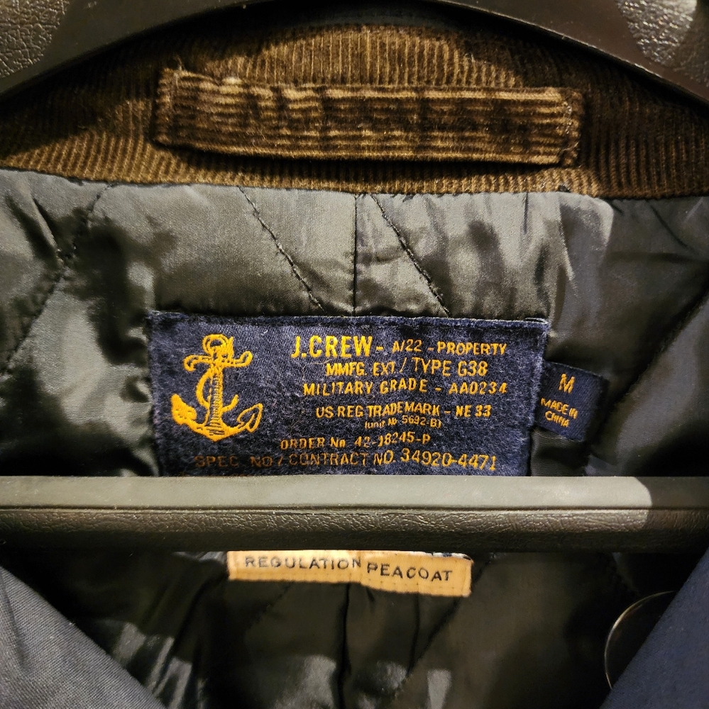 JCrew Navy Waxed Insulated Double Breasted Peacoat Size Medium - Picture 3 of 5